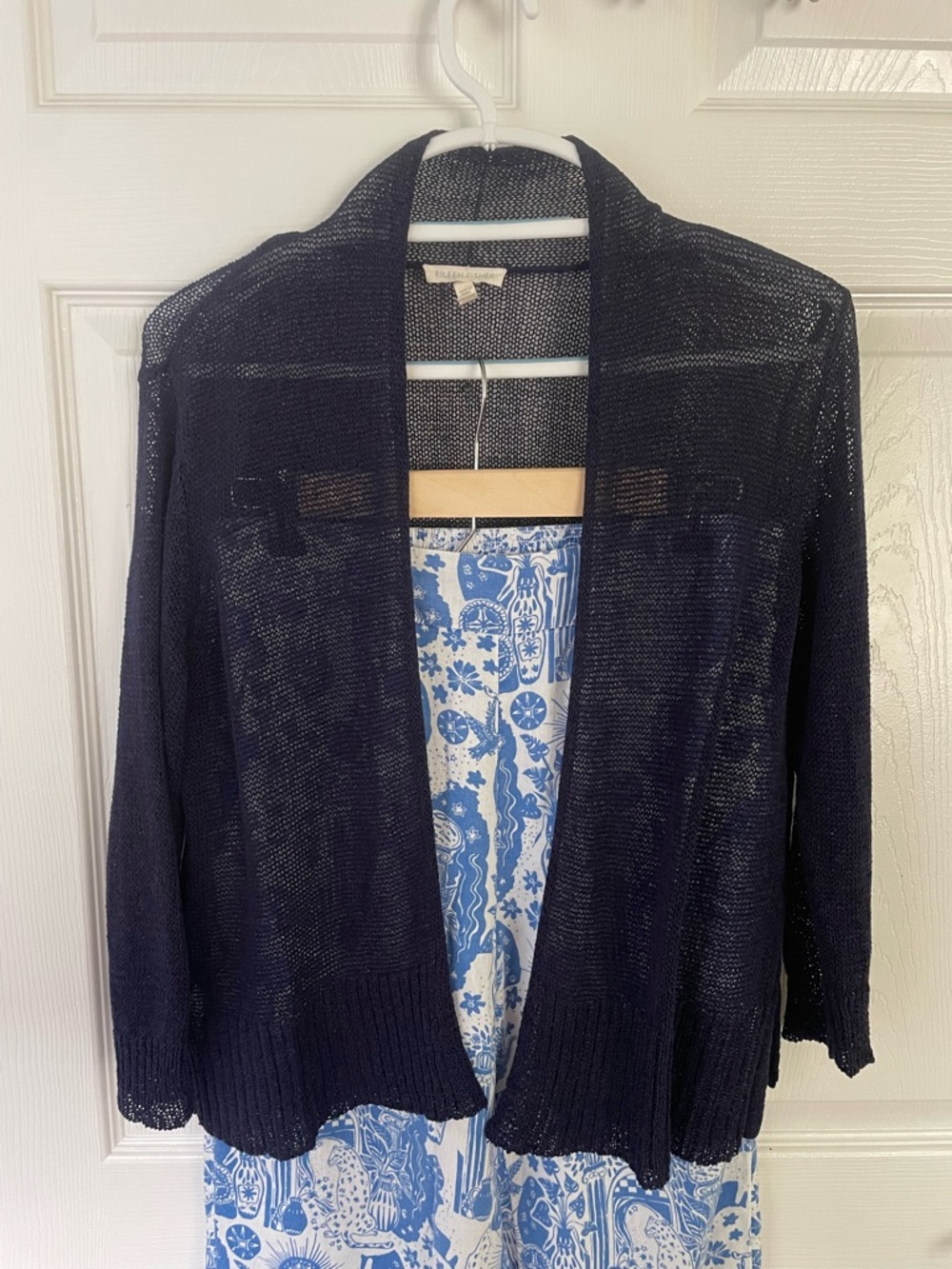 Eileen Fisher open front cardigan linen blend size XS